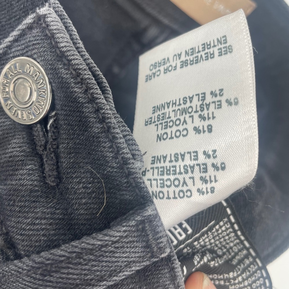 7 For All Mankind Luxe Vintage High Rise Flare Jeans Black Raw Hem Size 25 - Picture 10 of 11